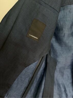J.Lindeberg Navy Blue Linen Blend Jacket